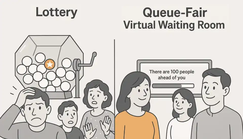 people prefer fair queues that work over lotteries