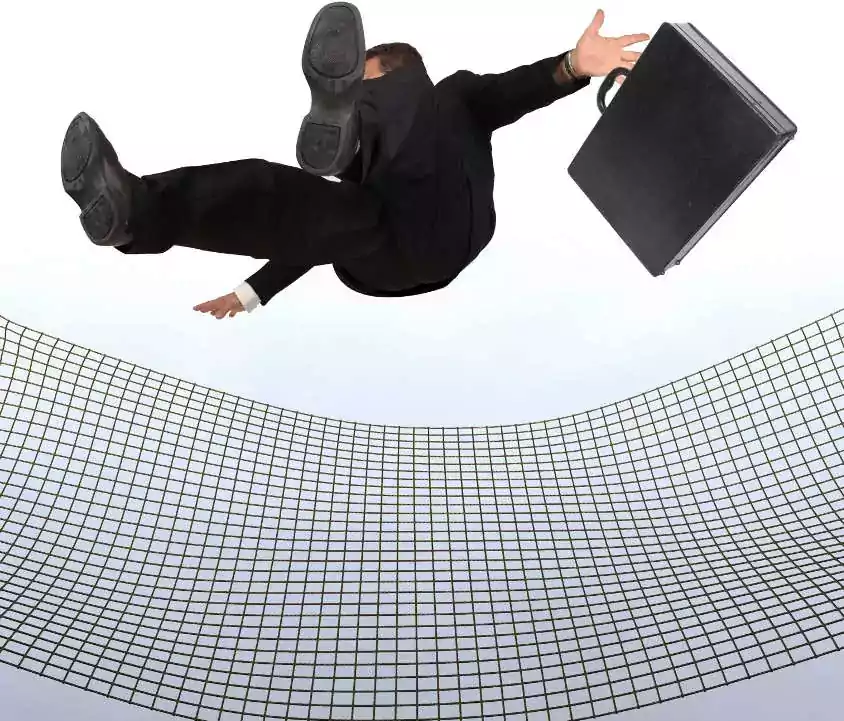 man caught by safety net